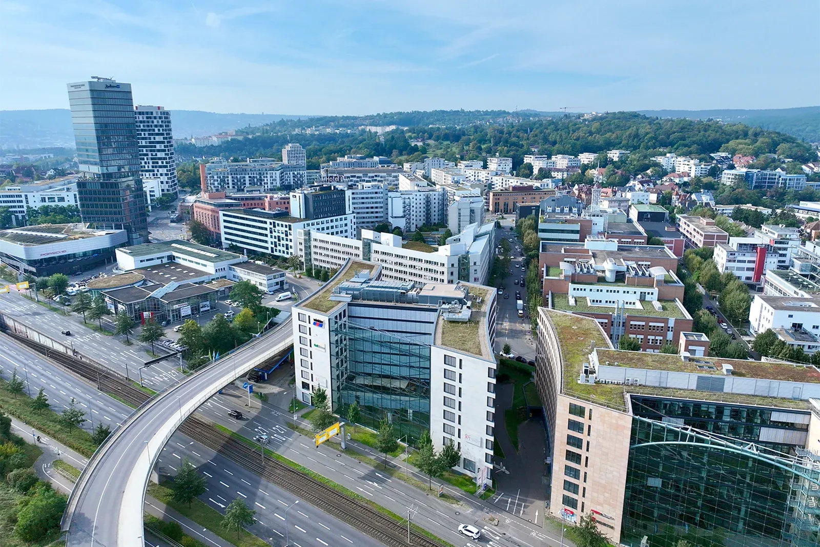 Lufbild Oasis II, Büroflächen am Pragsattel, Stuttgart